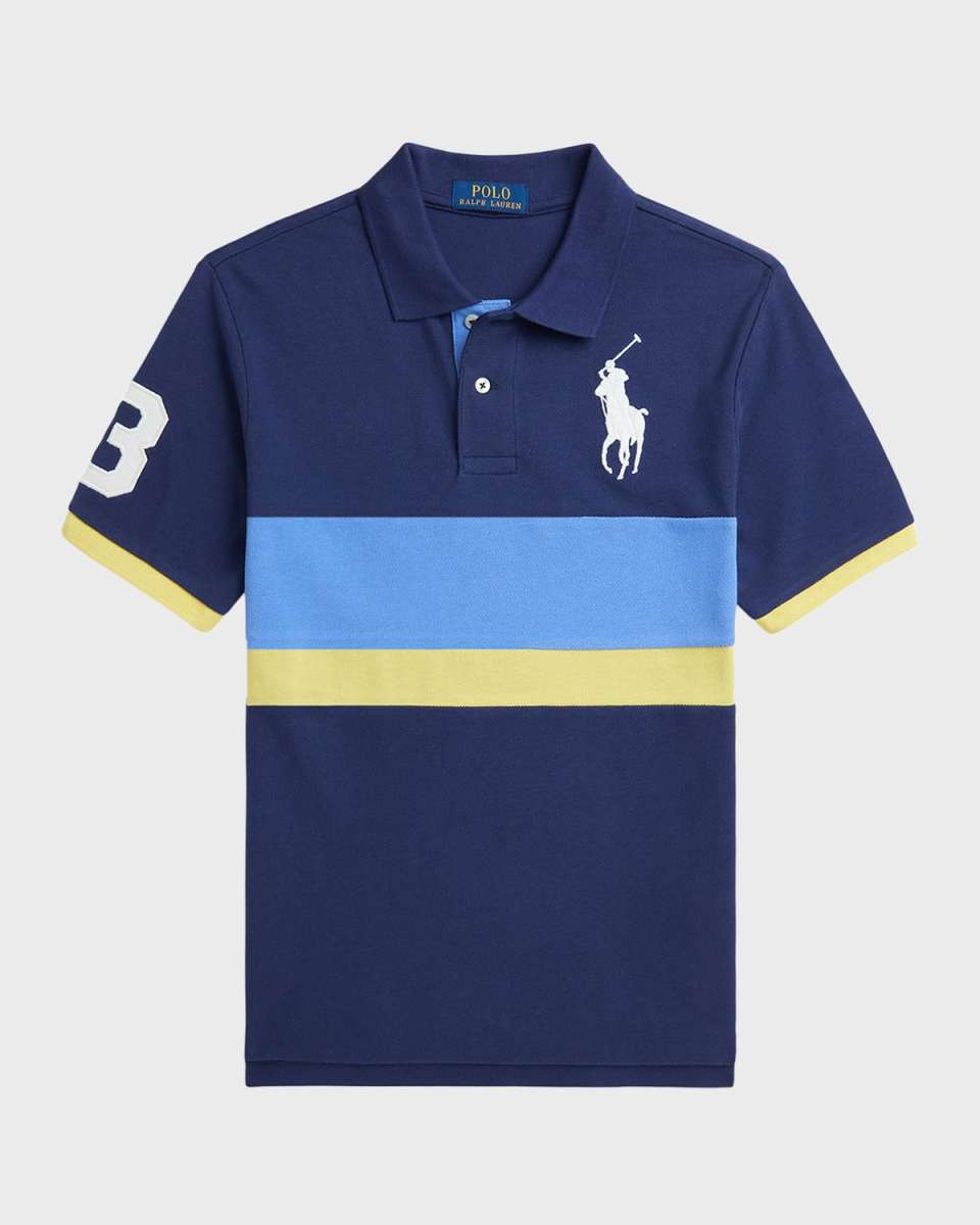 Boy's Big Pony Short-Sleeve Cotton Mesh Polo Shirt, Size S-